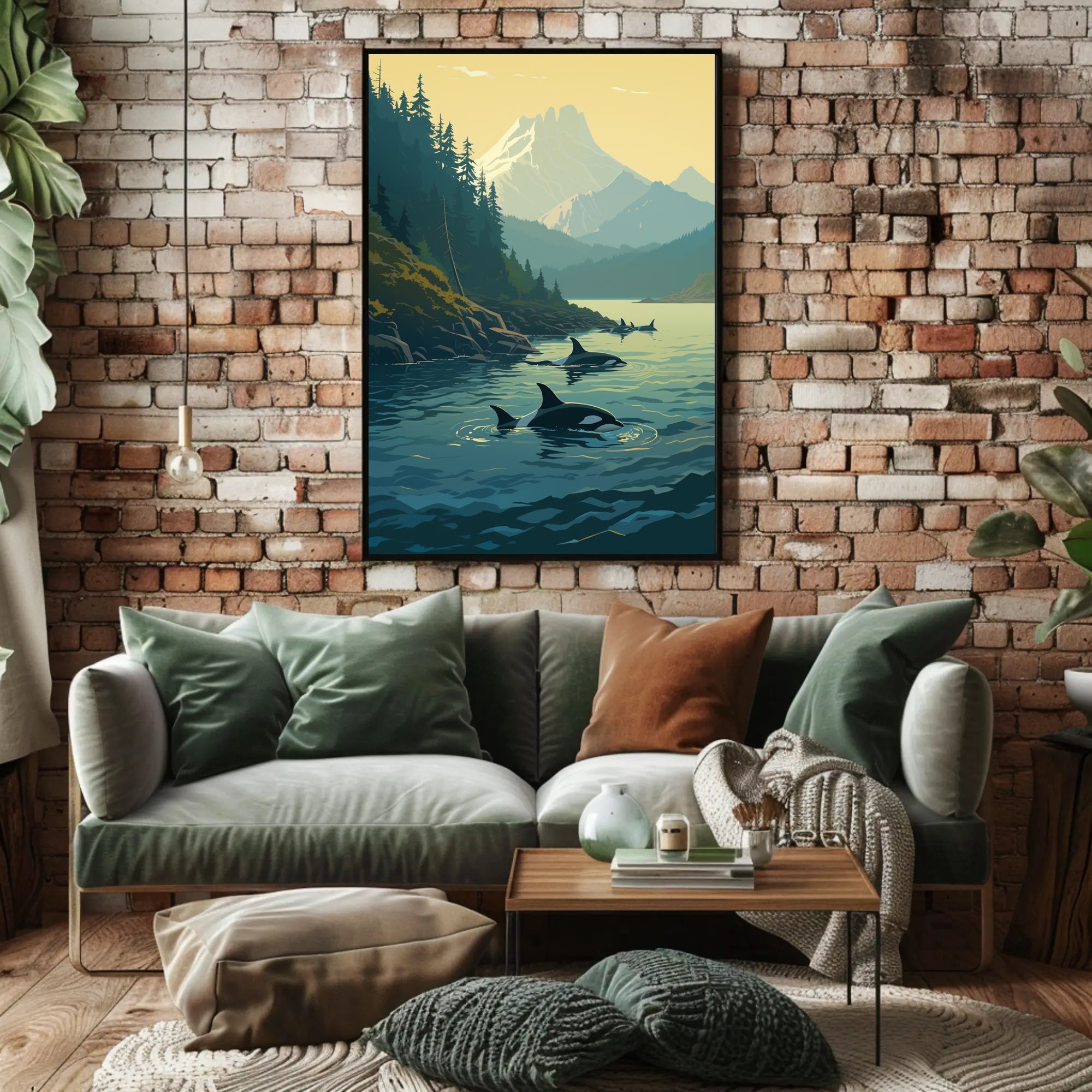 Serene Orcas Landscape with Majestic Mountains Travel Poster PosterGoat