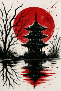 Serene Pagoda Reflection Cultural Heritage Poster PosterGoat