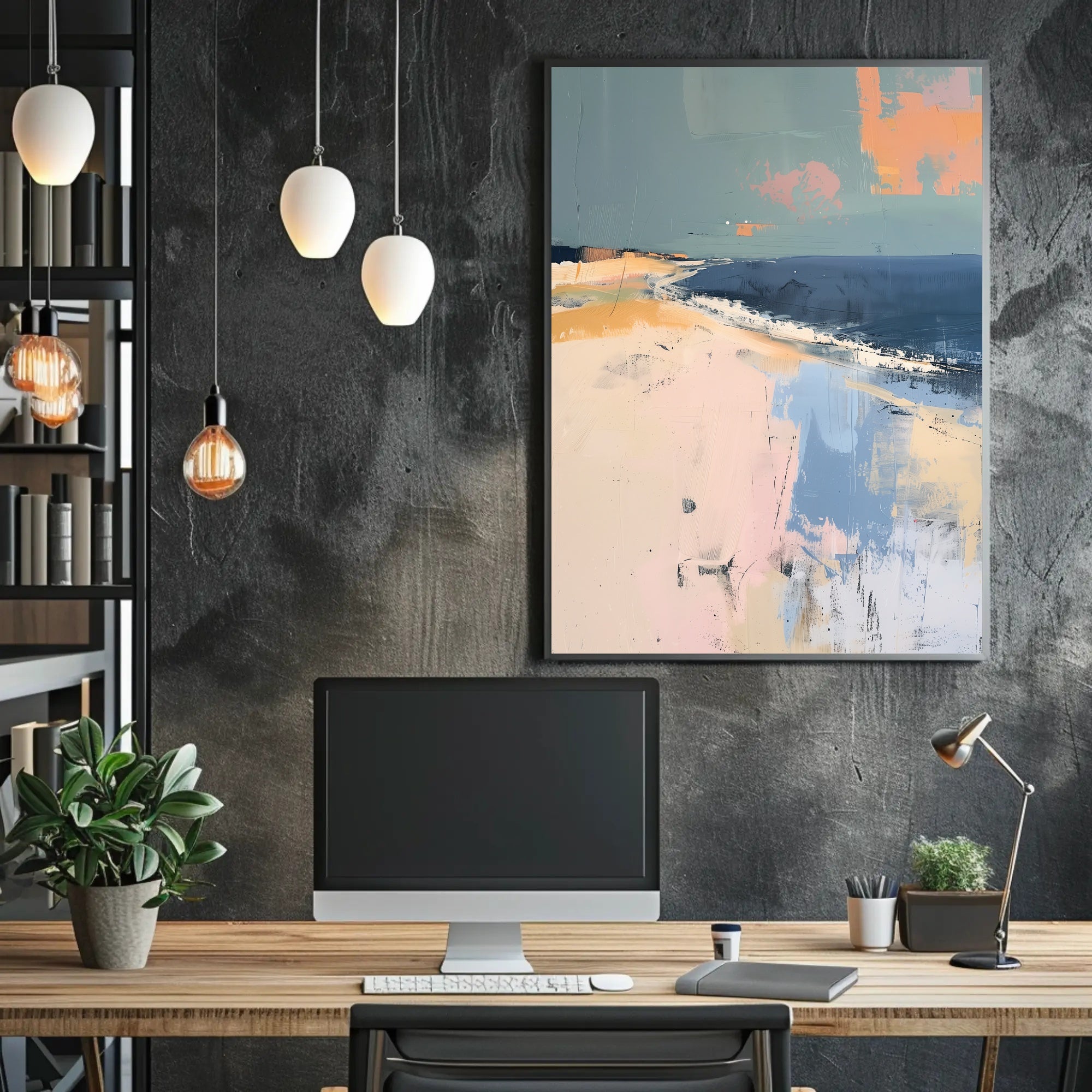 Serene Pastel Abstract Seascape Art Print - Abstract Poster PosterGoat