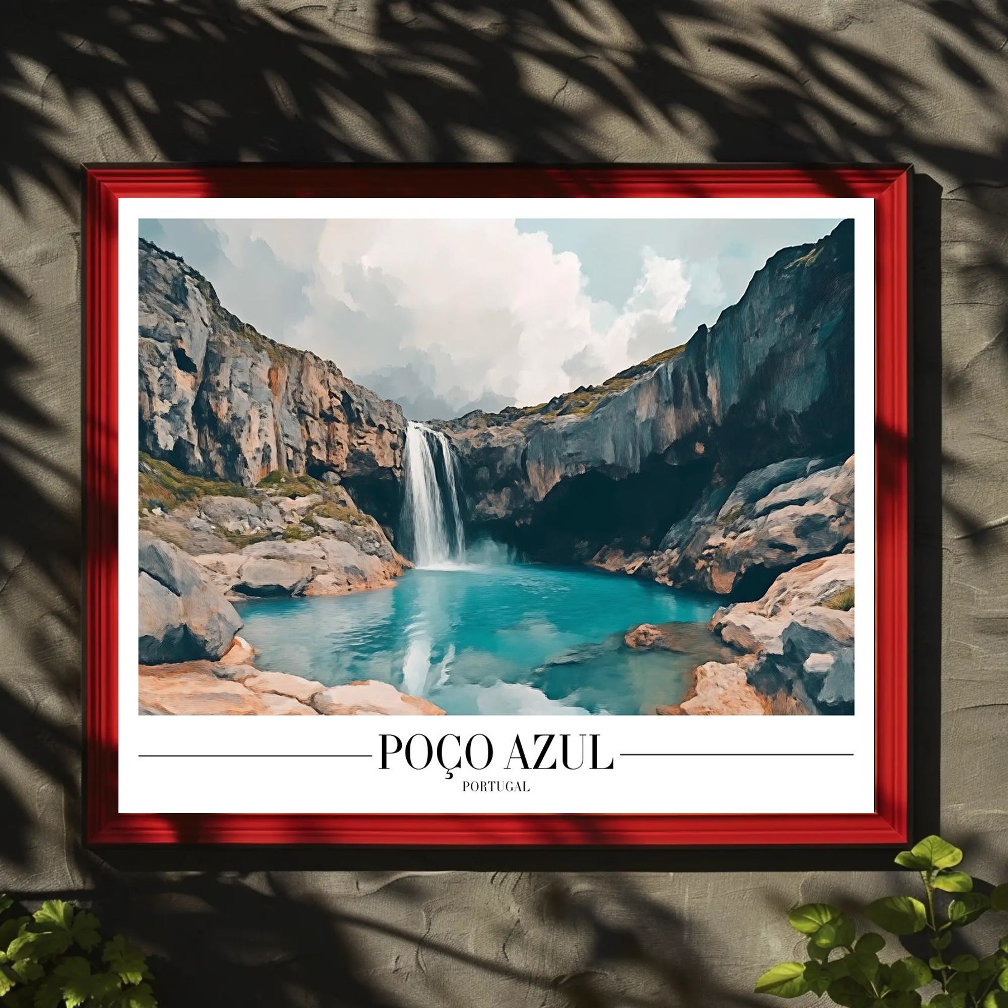 Serene Poço Azul Waterfall Travel Poster PosterGoat