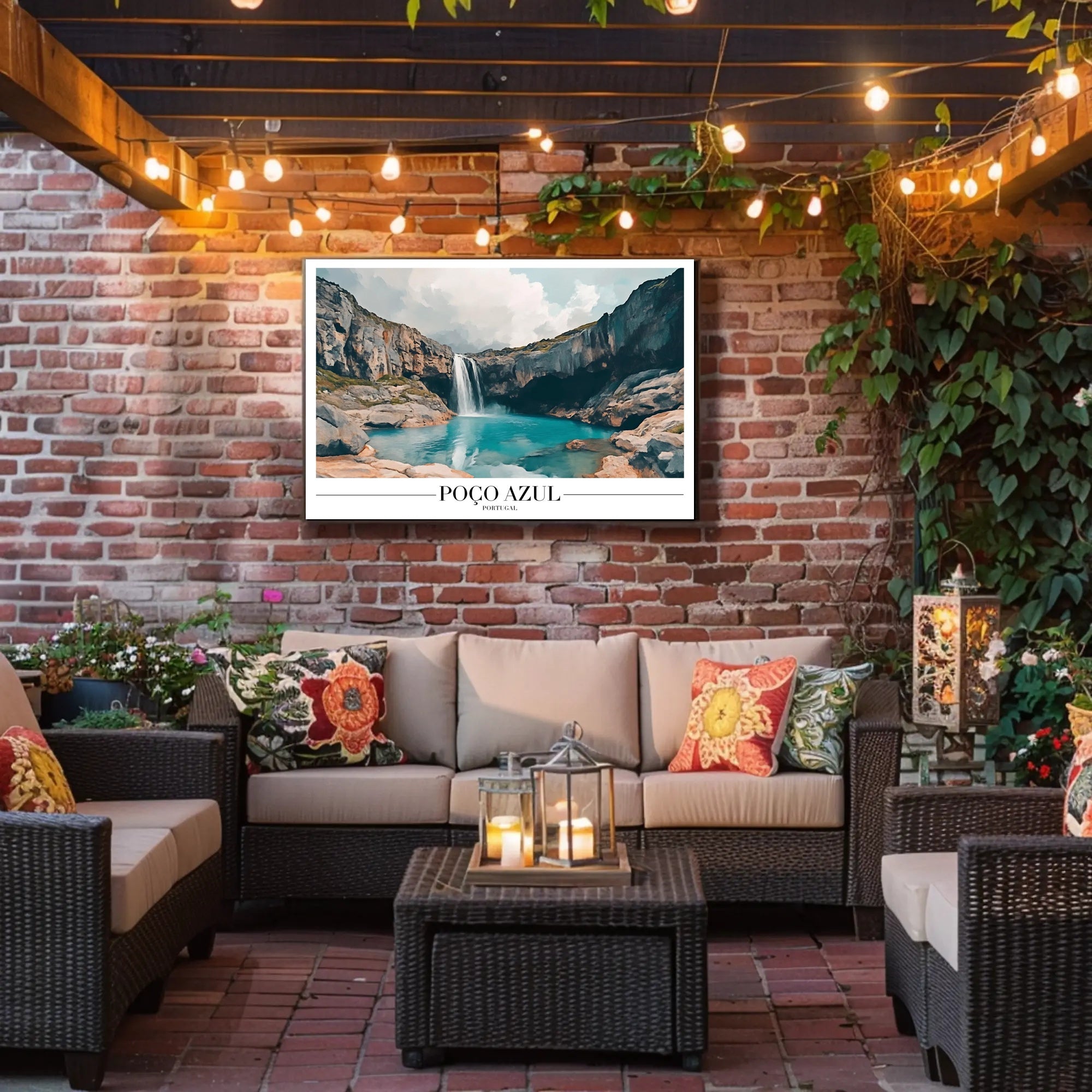 Serene Poço Azul Waterfall Travel Poster PosterGoat