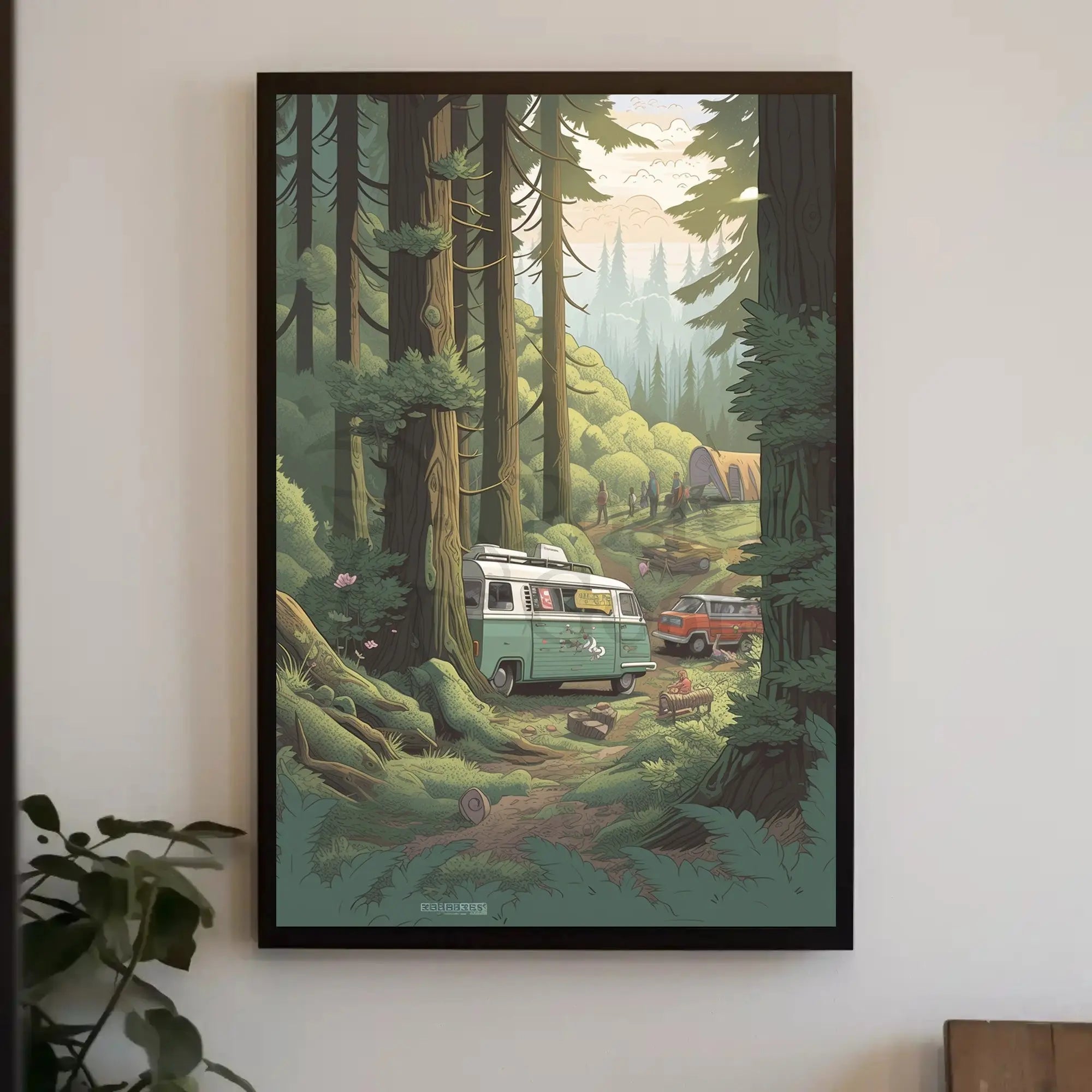 Serene Retro Escape Forest Camping Travel Poster PosterGoat