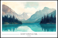 Serene Snow-Capped Banff Landscape National Park Poster PosterGoat