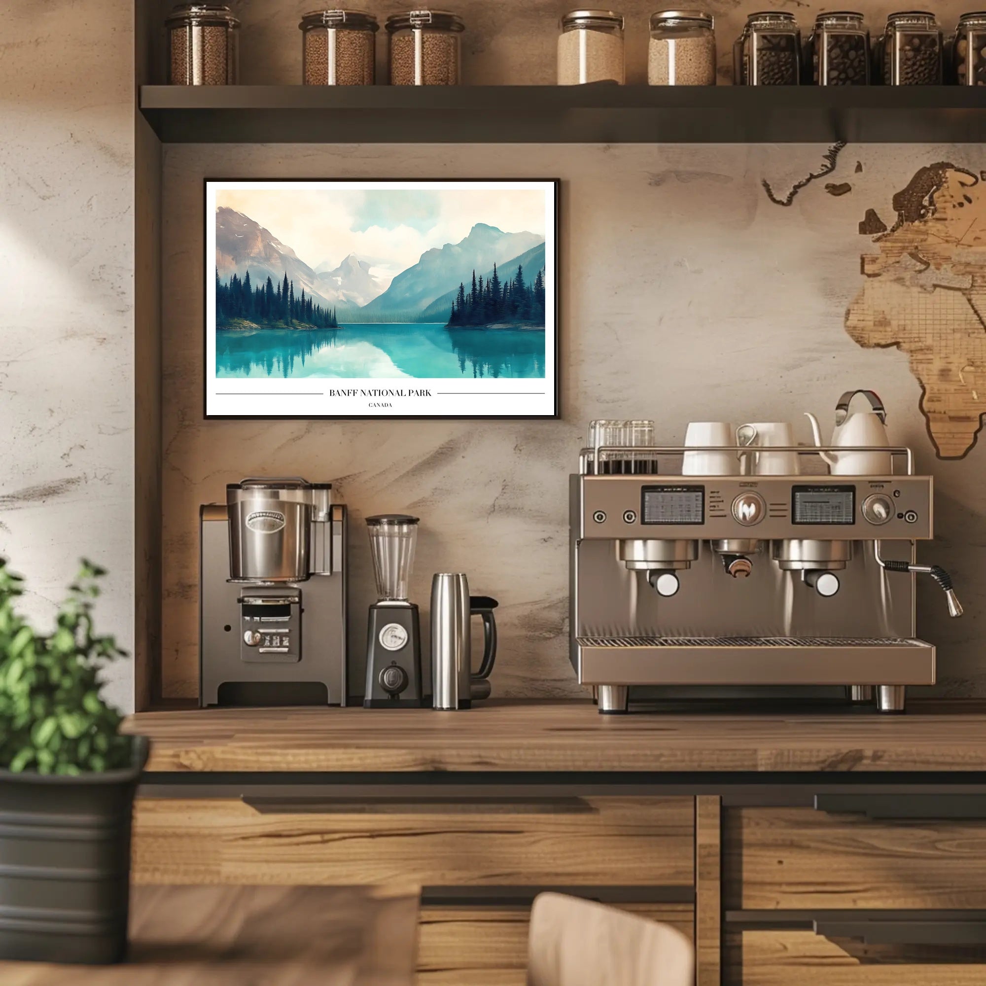 Serene Snow-Capped Banff Landscape National Park Poster PosterGoat