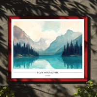 Serene Snow-Capped Banff Landscape National Park Poster PosterGoat