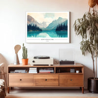 Serene Snow-Capped Banff Landscape National Park Poster PosterGoat