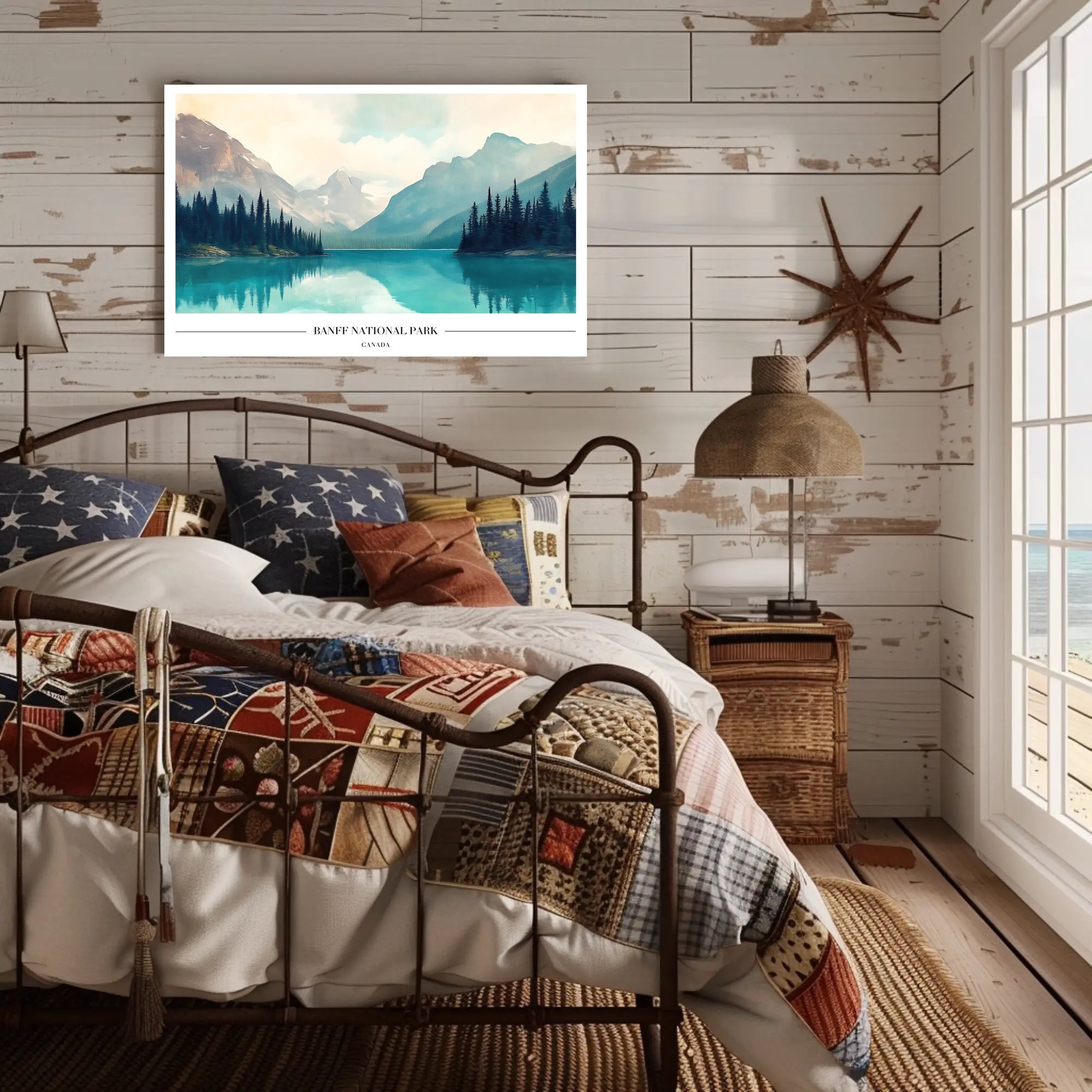 Serene Snow-Capped Banff Landscape National Park Poster PosterGoat