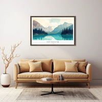 Serene Snow-Capped Banff Landscape National Park Poster PosterGoat