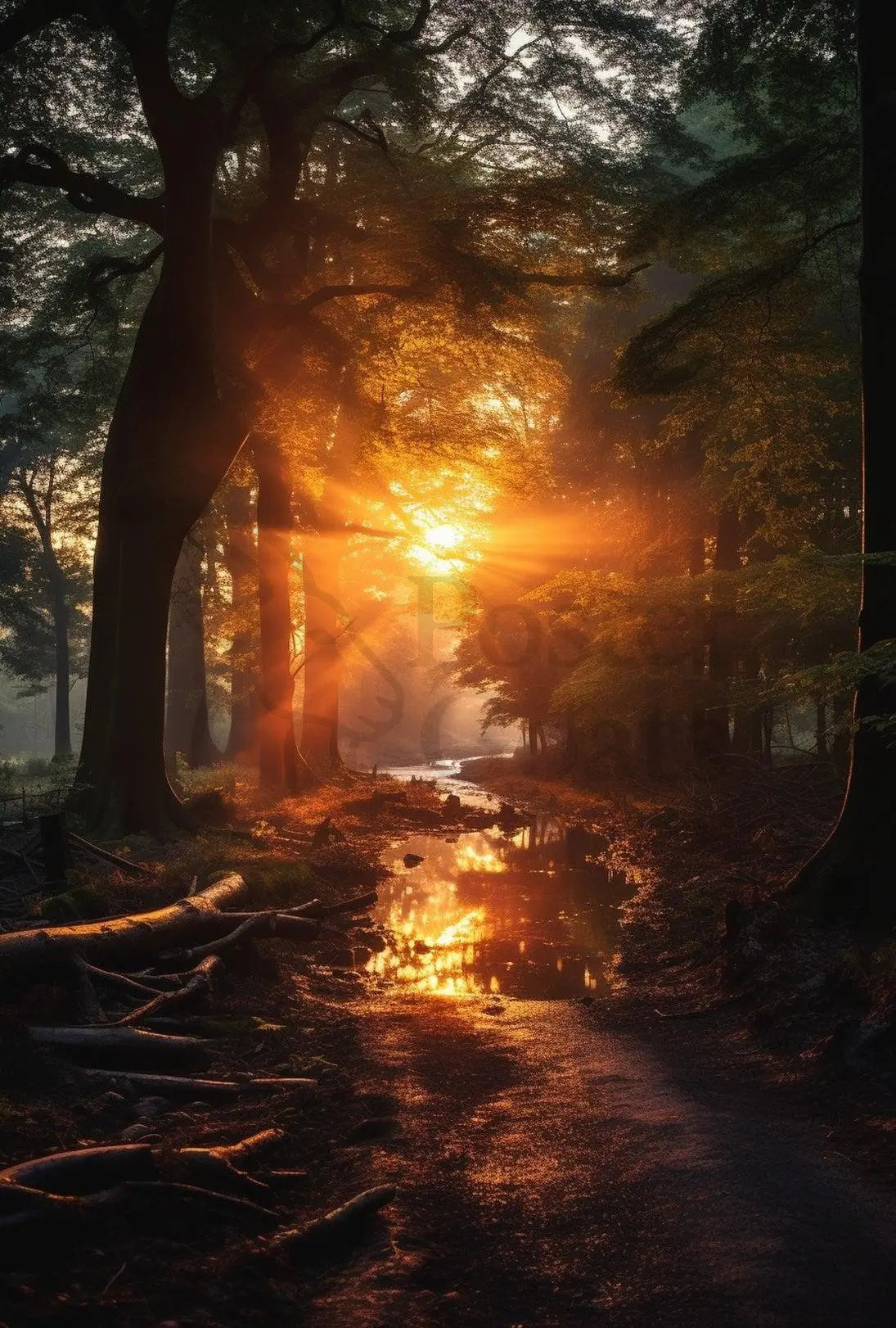 Serene Sunrise Forest Art Print National Park Poster PosterGoat