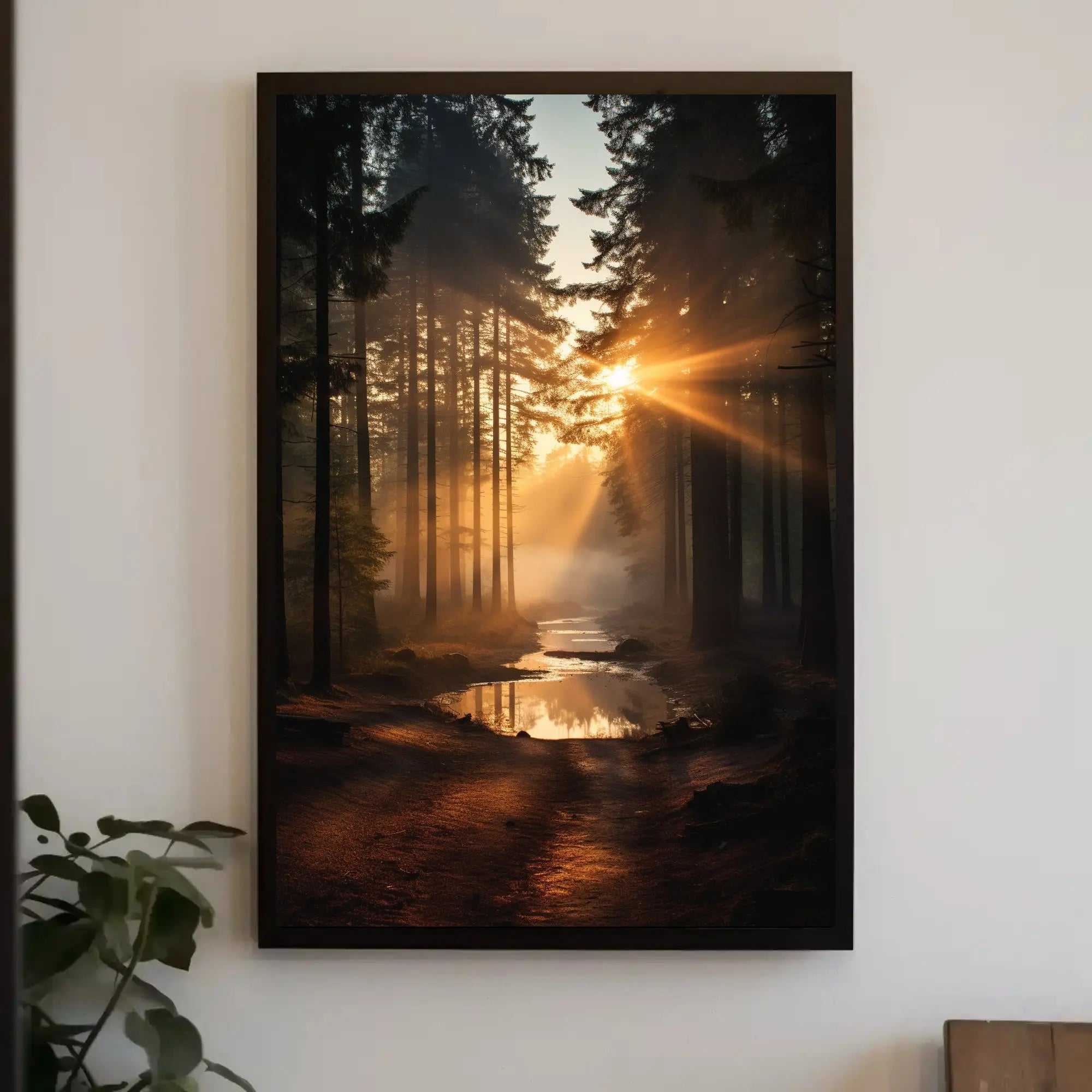 Serene Sunrise in Tranquil Forest National Park Poster PosterGoat