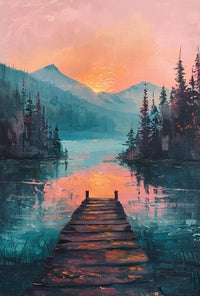 Serene Sunset Over Lake - National Park Poster PosterGoat