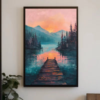 Serene Sunset Over Lake - National Park Poster PosterGoat
