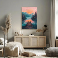Serene Sunset Over Lake - National Park Poster PosterGoat