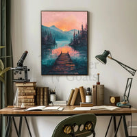 Serene Sunset Over Lake - National Park Poster PosterGoat