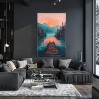 Serene Sunset Over Lake - National Park Poster PosterGoat