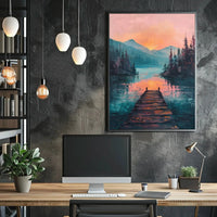 Serene Sunset Over Lake - National Park Poster PosterGoat