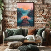 Serene Sunset Over Lake - National Park Poster PosterGoat