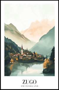 Serene Swiss Village by Zugo Travel Poster PosterGoat