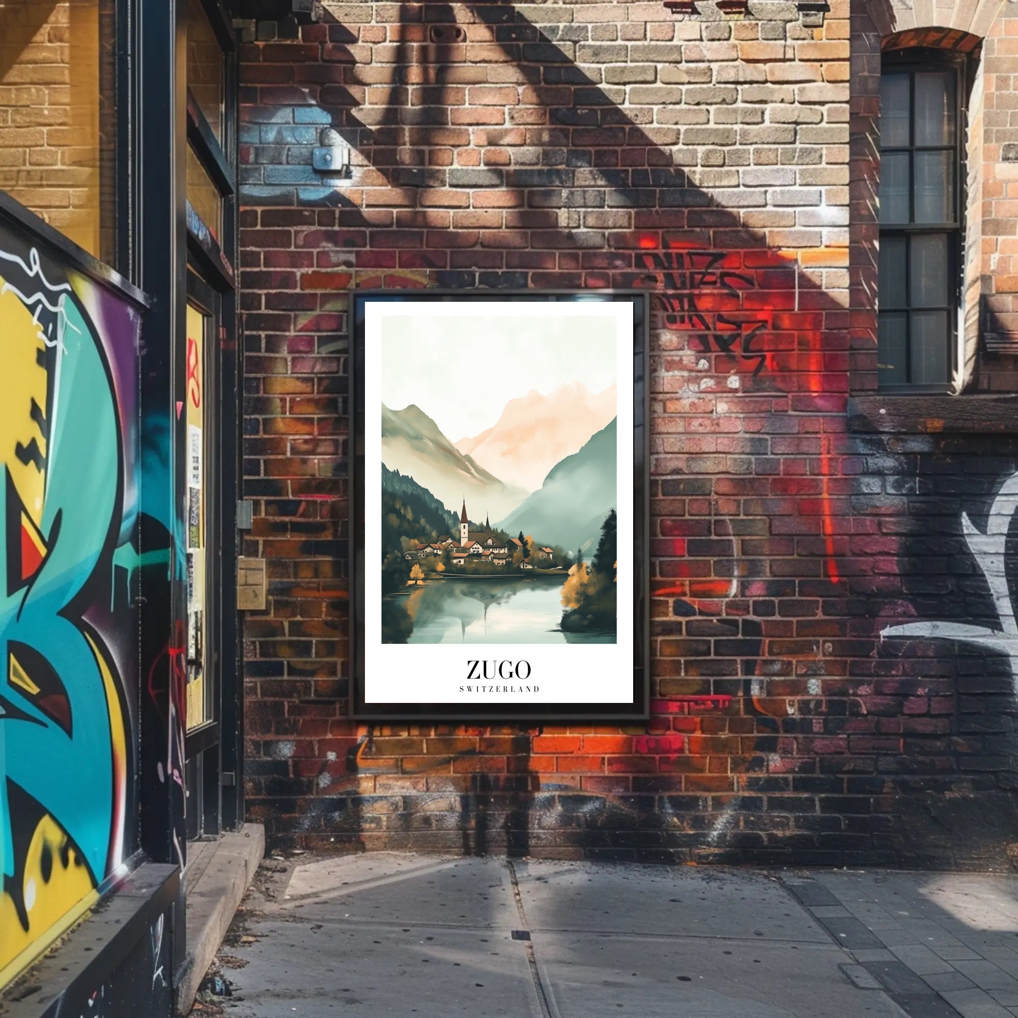 Serene Swiss Village by Zugo Travel Poster PosterGoat