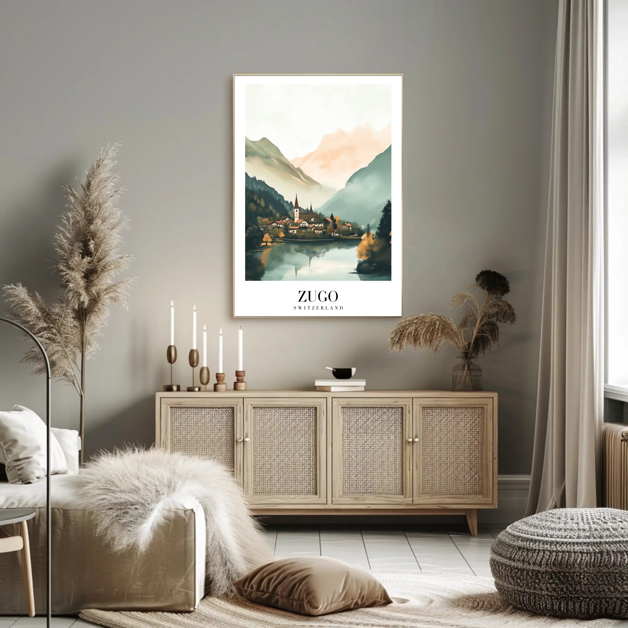 Serene Swiss Village by Zugo Travel Poster PosterGoat