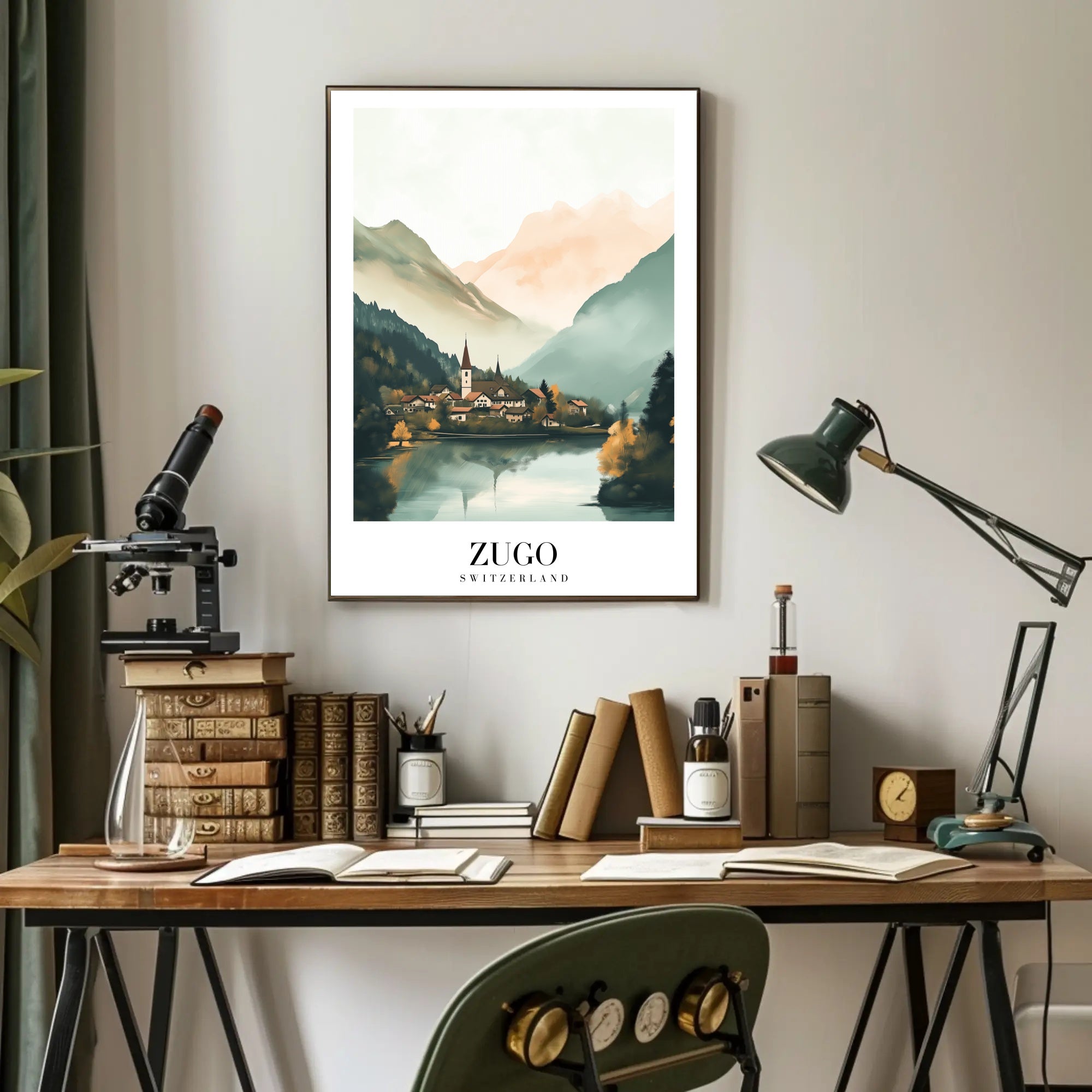 Serene Swiss Village by Zugo Travel Poster PosterGoat