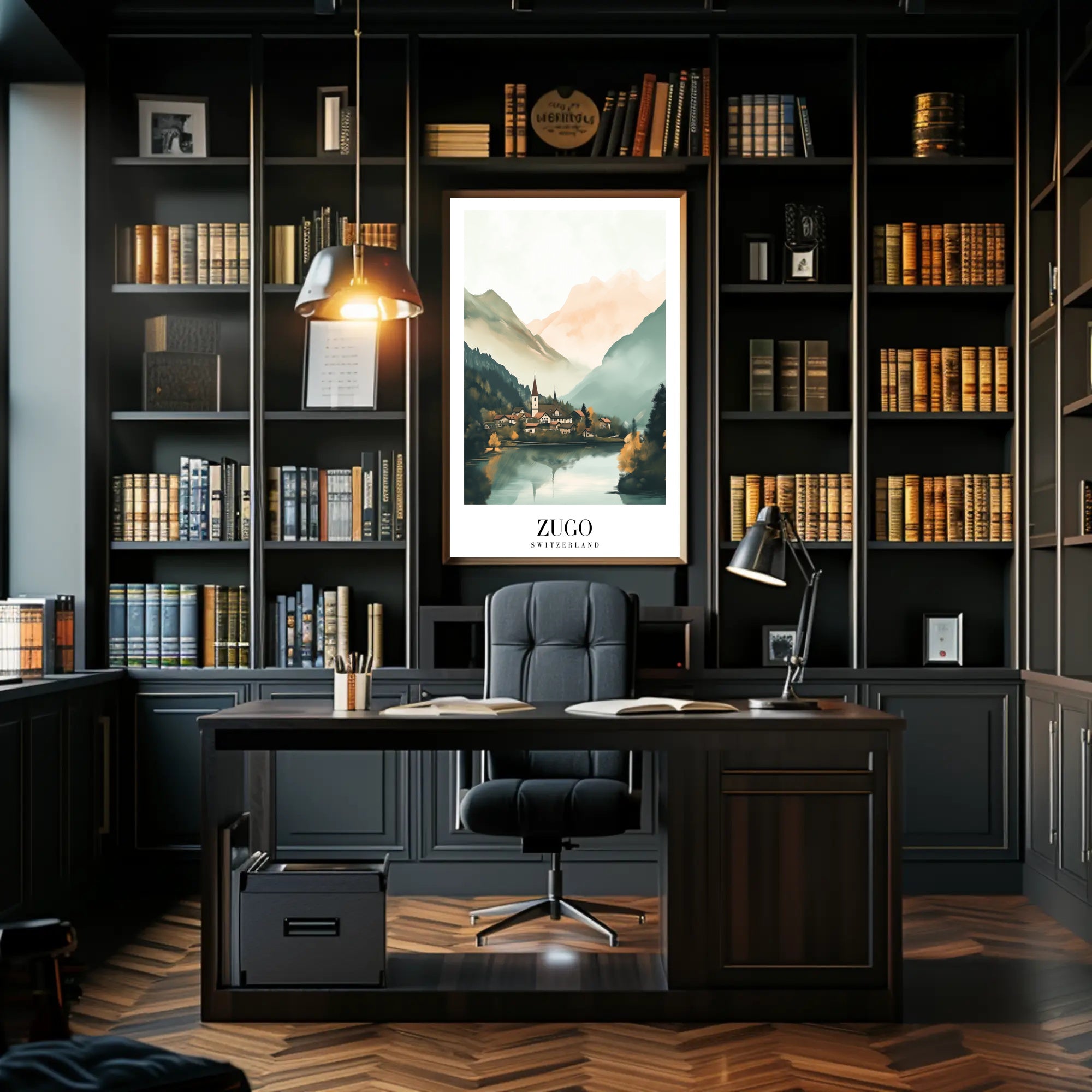 Serene Swiss Village by Zugo Travel Poster PosterGoat