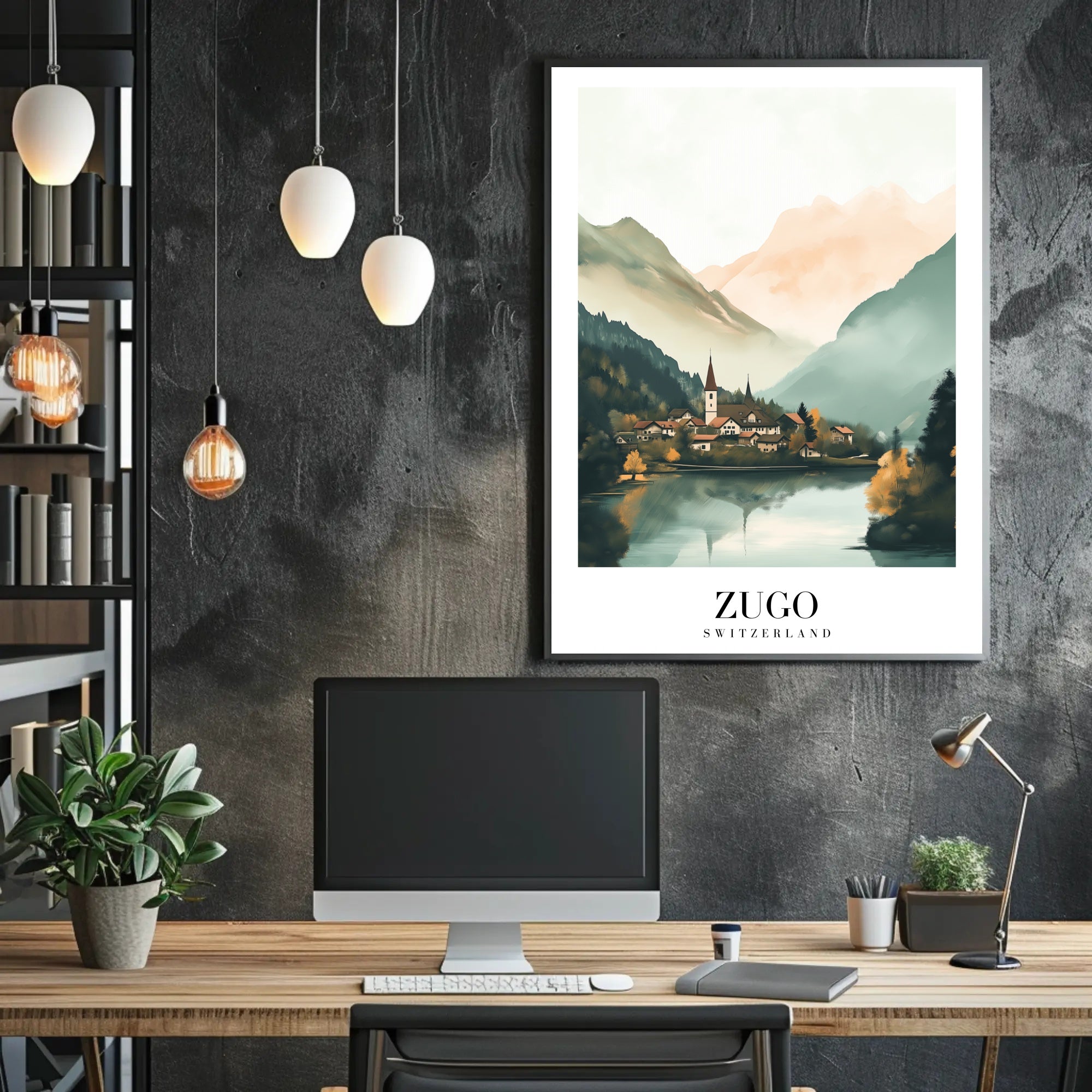 Serene Swiss Village by Zugo Travel Poster PosterGoat