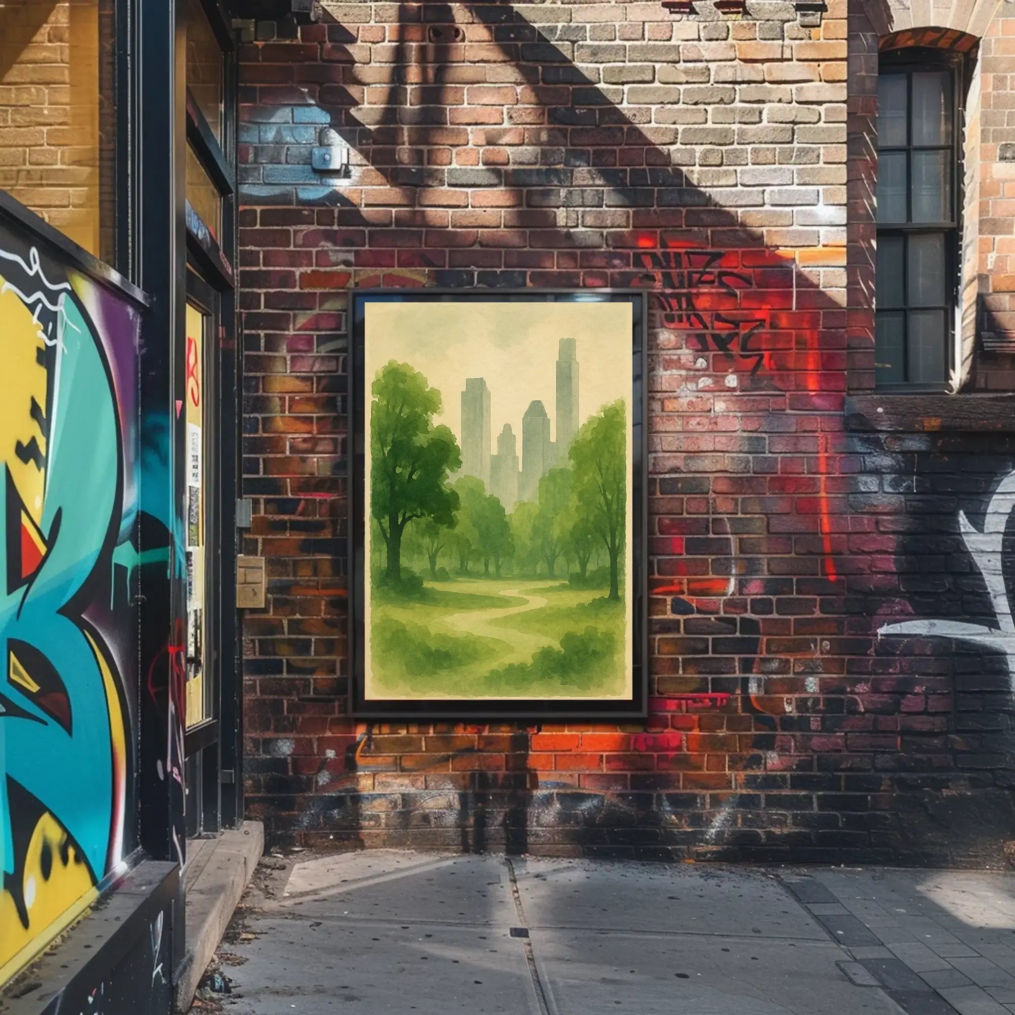 Serene Urban Park Watercolor Art Central Park Poster PosterGoat