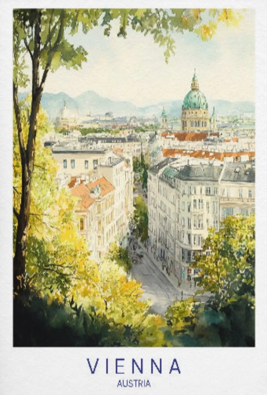 Serene Vienna Architecture Watercolor Travel Poster PosterGoat