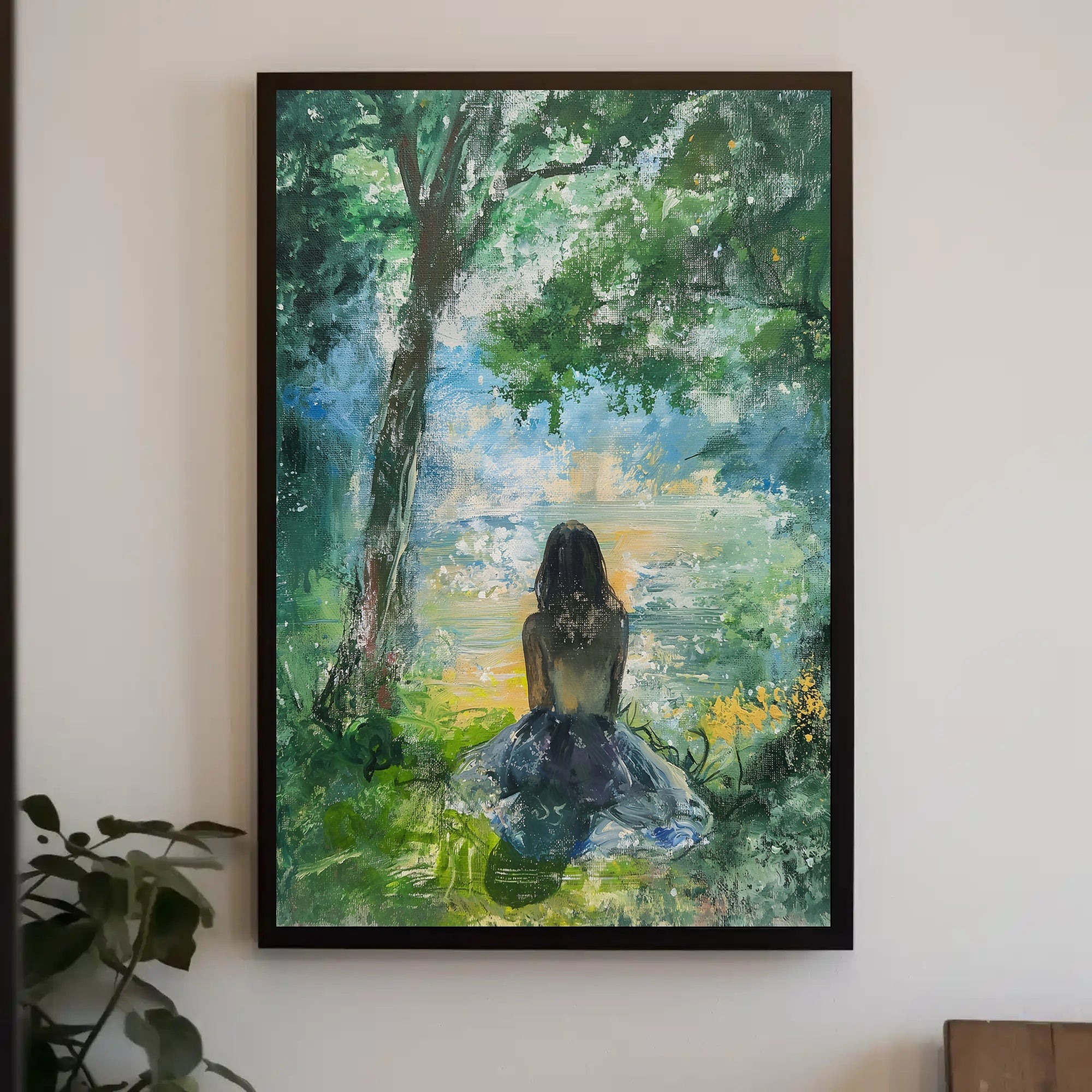 Serene Woman by Water Impressionistic Artistic Poster PosterGoat