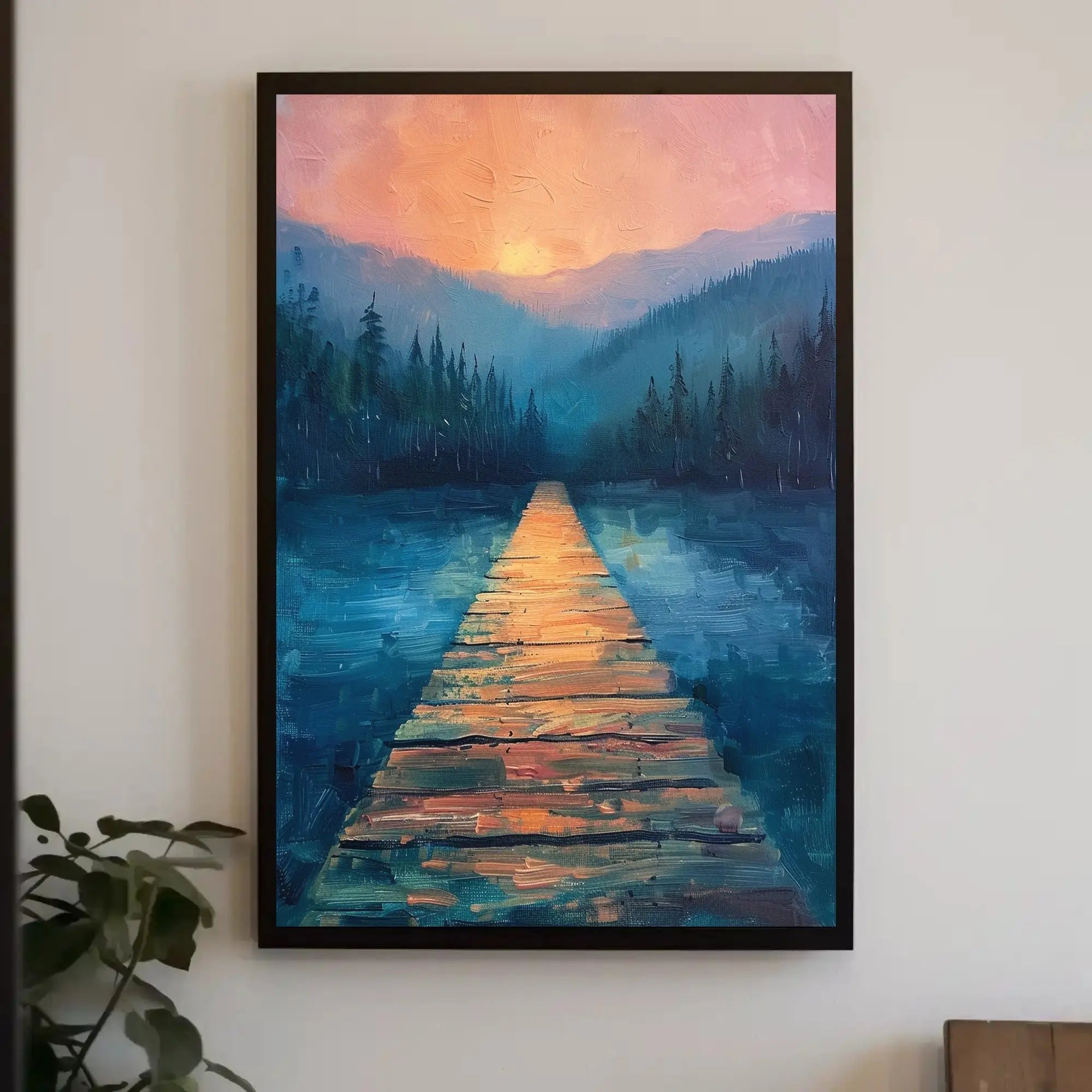 Serene Wooden Path Into Misty Forest - National Park Poster PosterGoat