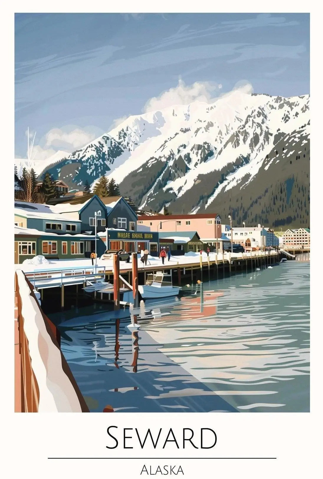 Seward Alaska Scenic Winter View Travel Poster PosterGoat