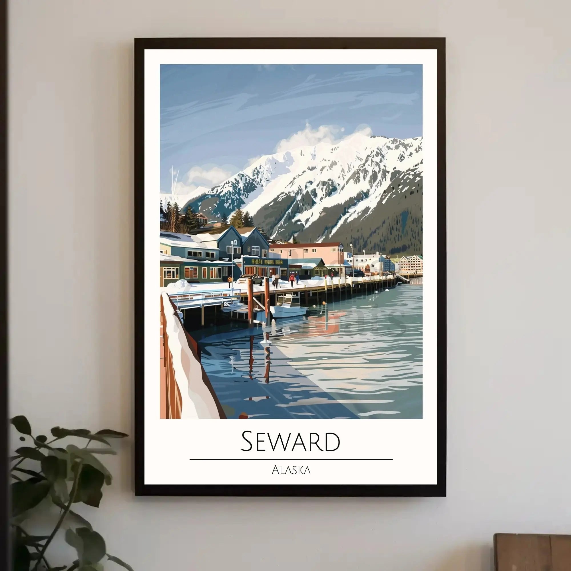 Seward Alaska Scenic Winter View Travel Poster PosterGoat