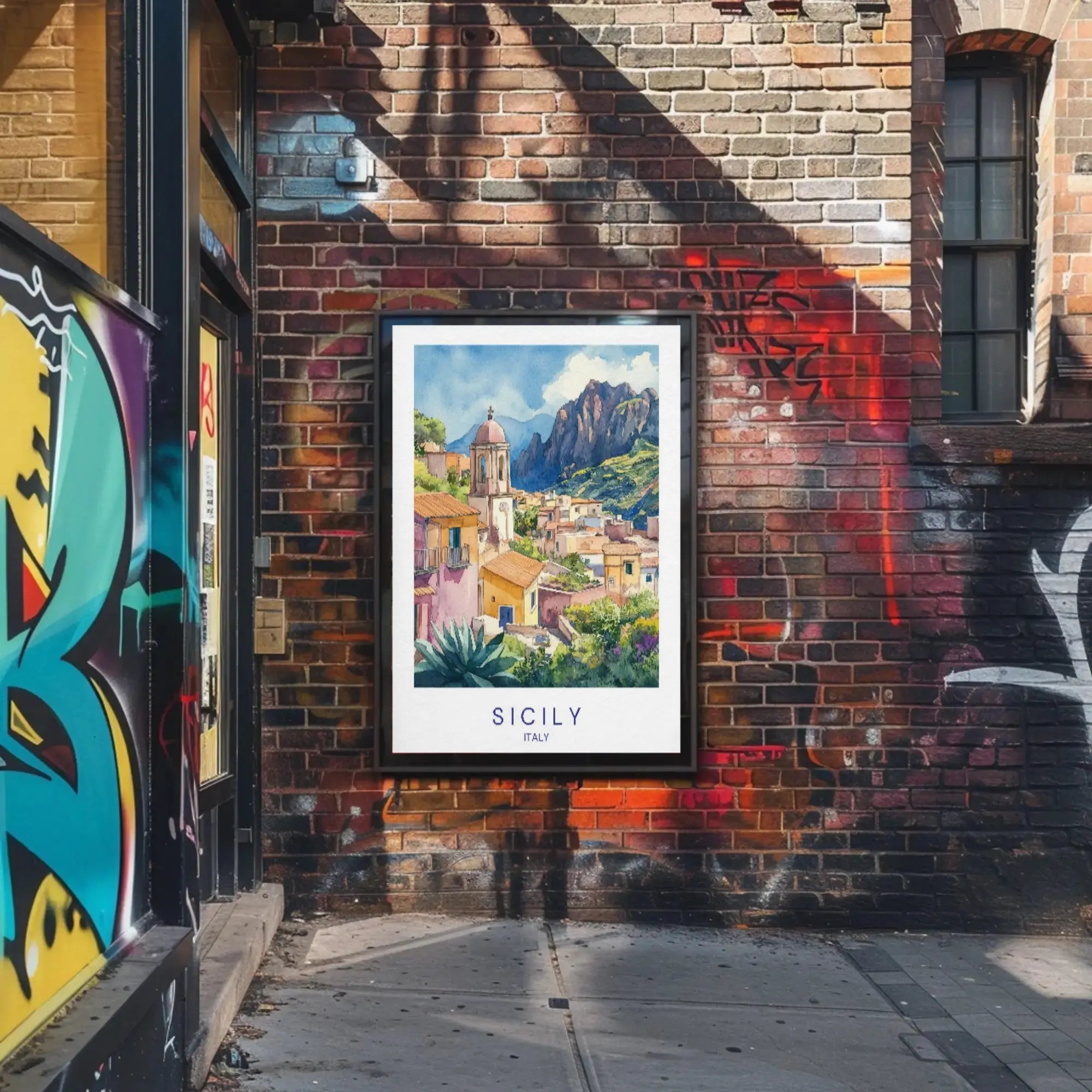 Sicily Escape Mediterranean Architectural Travel Poster PosterGoat