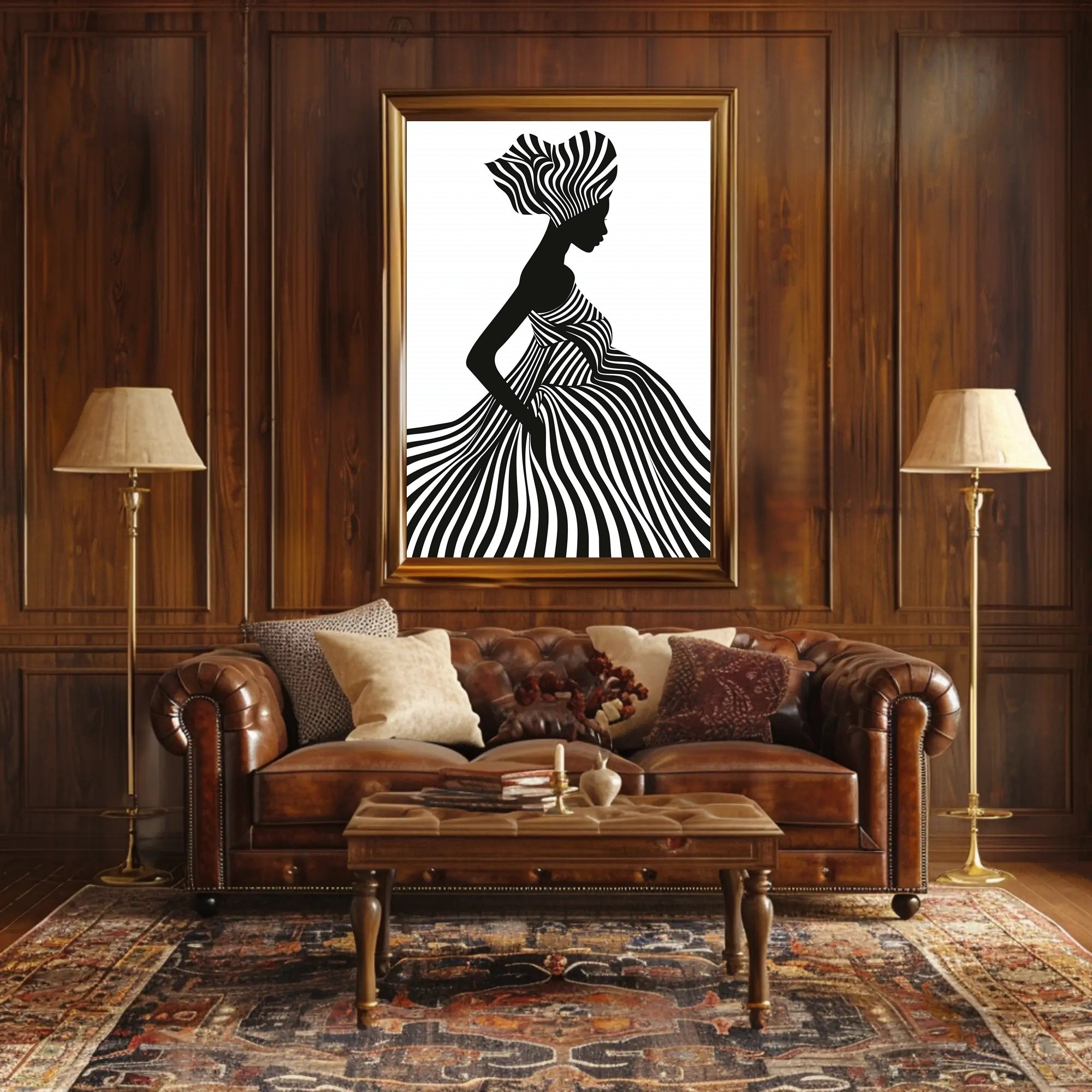 Silhouette Stripes Abstract Artistic Minimalist Modern Illustration Poster PosterGoat