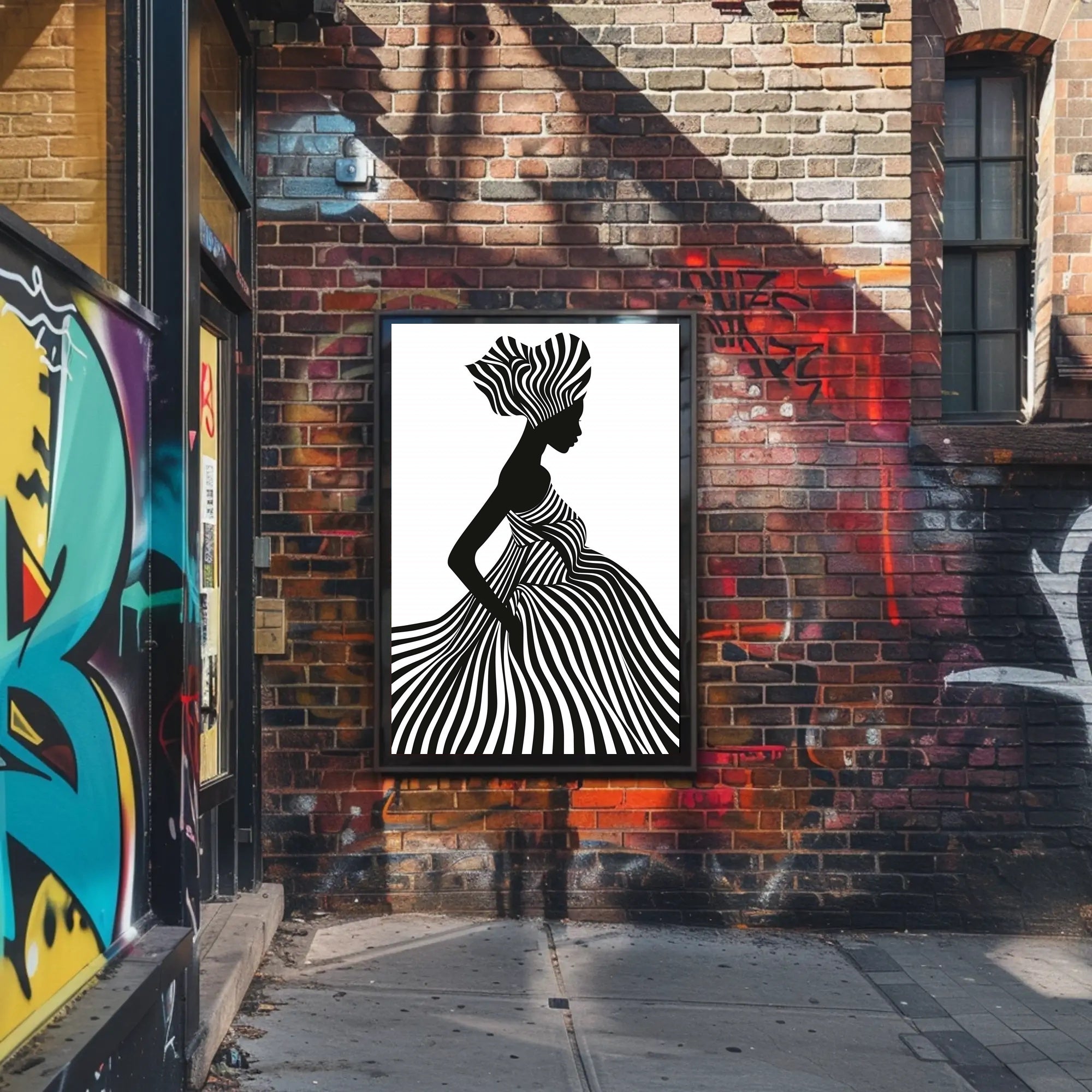 Silhouette Stripes Abstract Artistic Minimalist Modern Illustration Poster PosterGoat