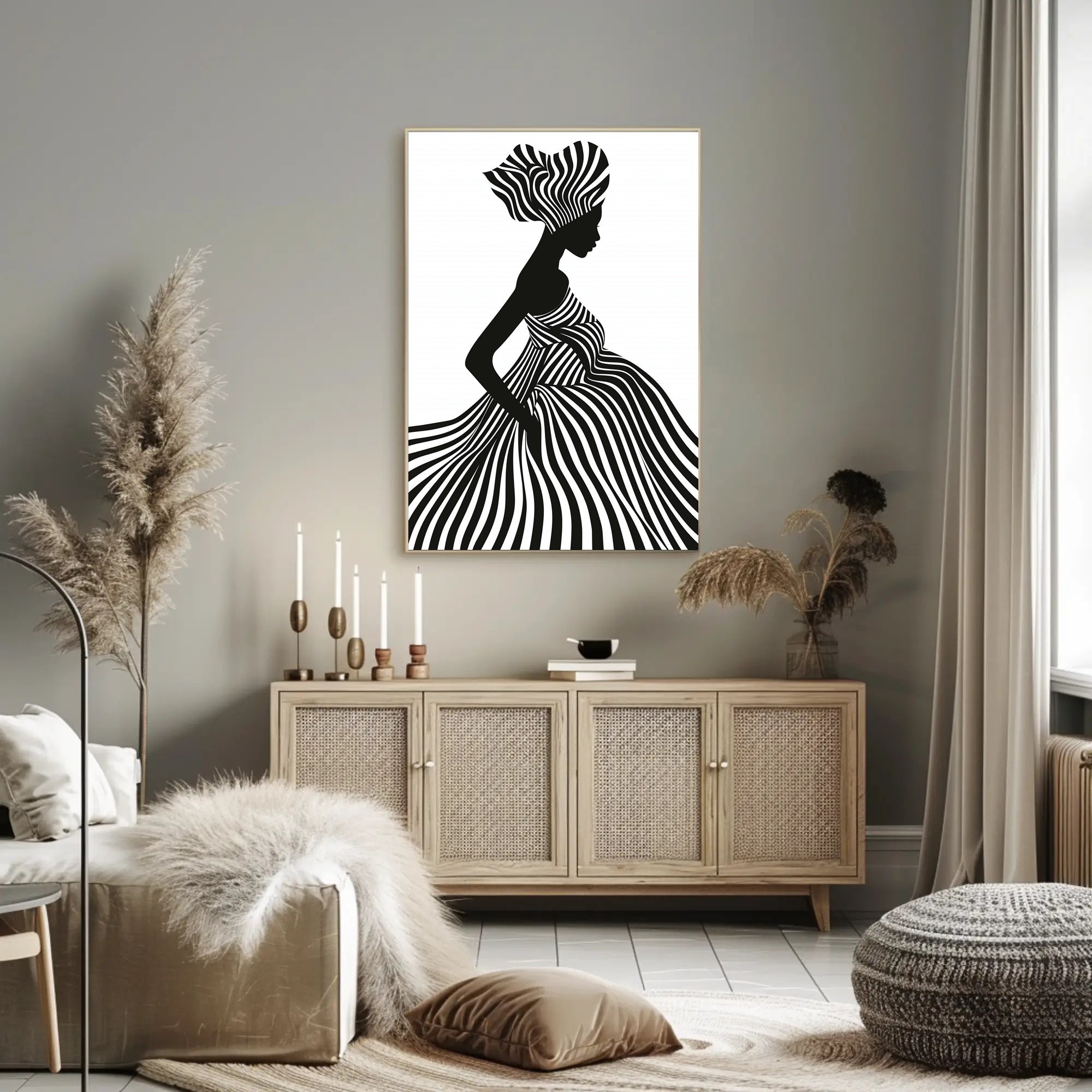 Silhouette Stripes Abstract Artistic Minimalist Modern Illustration Poster PosterGoat