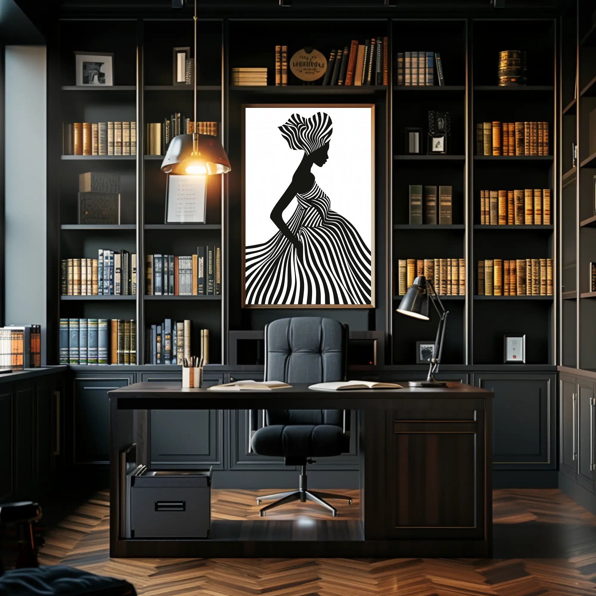 Silhouette Stripes Abstract Artistic Minimalist Modern Illustration Poster PosterGoat