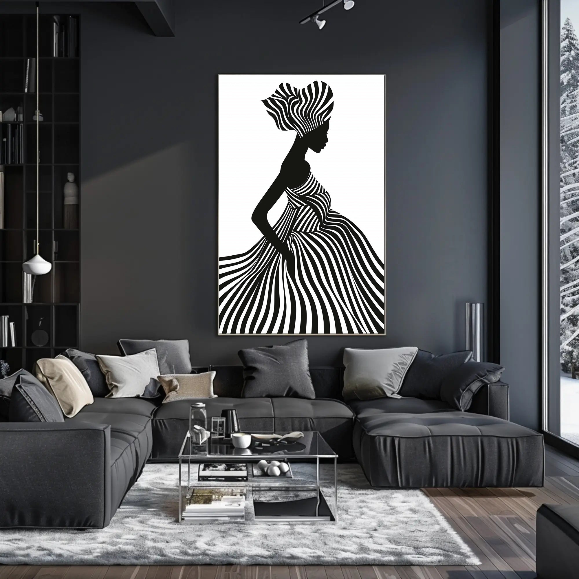 Silhouette Stripes Abstract Artistic Minimalist Modern Illustration Poster PosterGoat