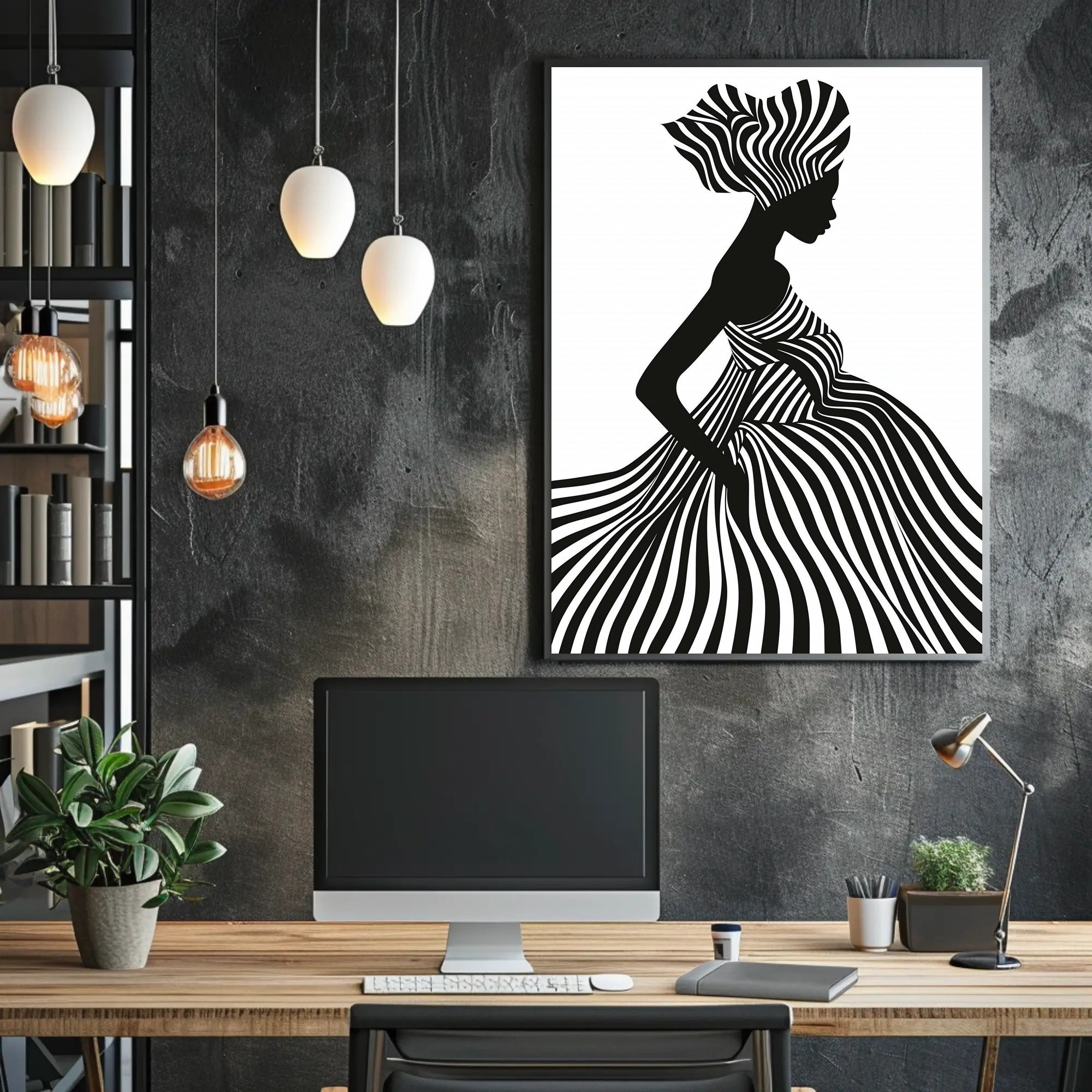 Silhouette Stripes Abstract Artistic Minimalist Modern Illustration Poster PosterGoat