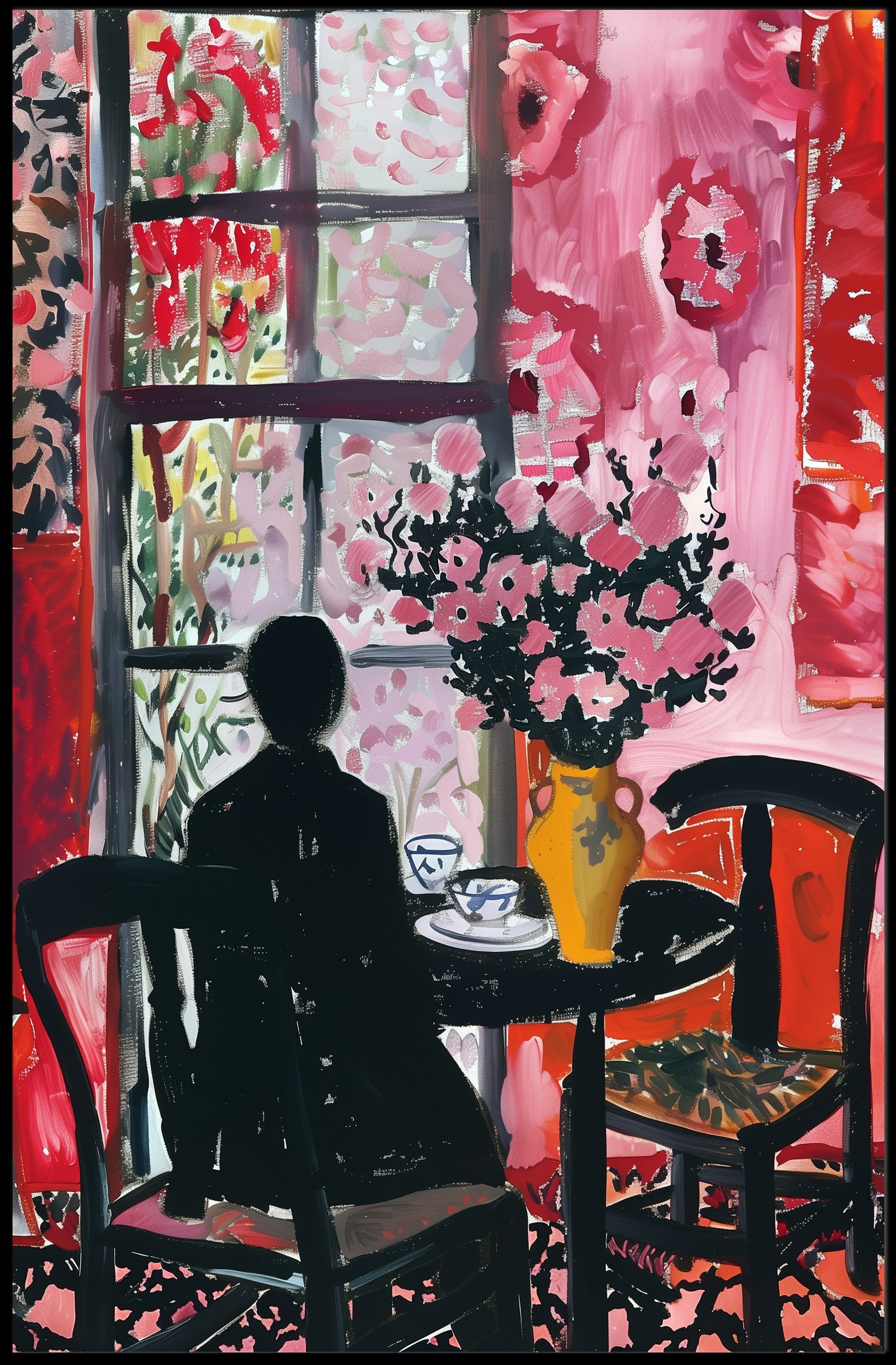 Silhouetted Contemplation Abstract Art Poster PosterGoat