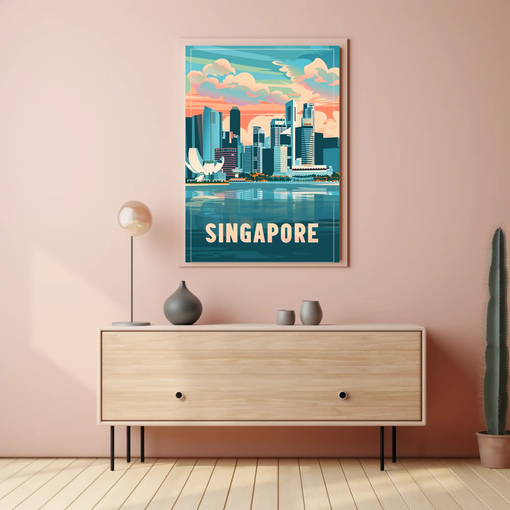 Singapore Skyline: Modern Artistry Urban or Cityscape Poster PosterGoat