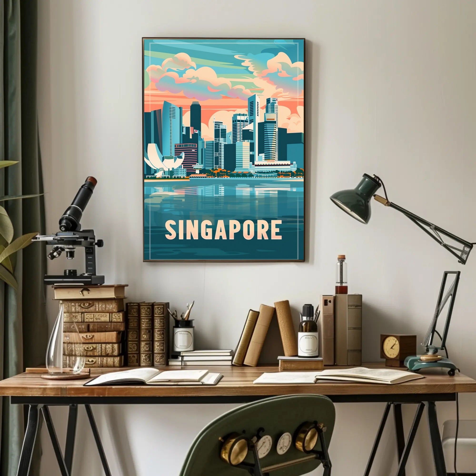 Singapore Skyline: Modern Artistry Urban or Cityscape Poster PosterGoat