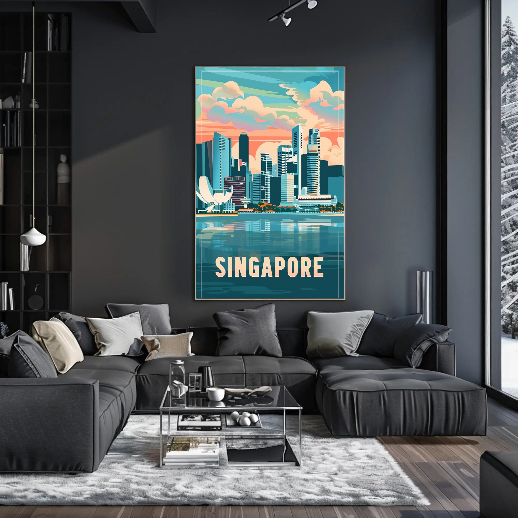 Singapore Skyline: Modern Artistry Urban or Cityscape Poster PosterGoat