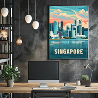 Singapore Skyline: Modern Artistry Urban or Cityscape Poster PosterGoat