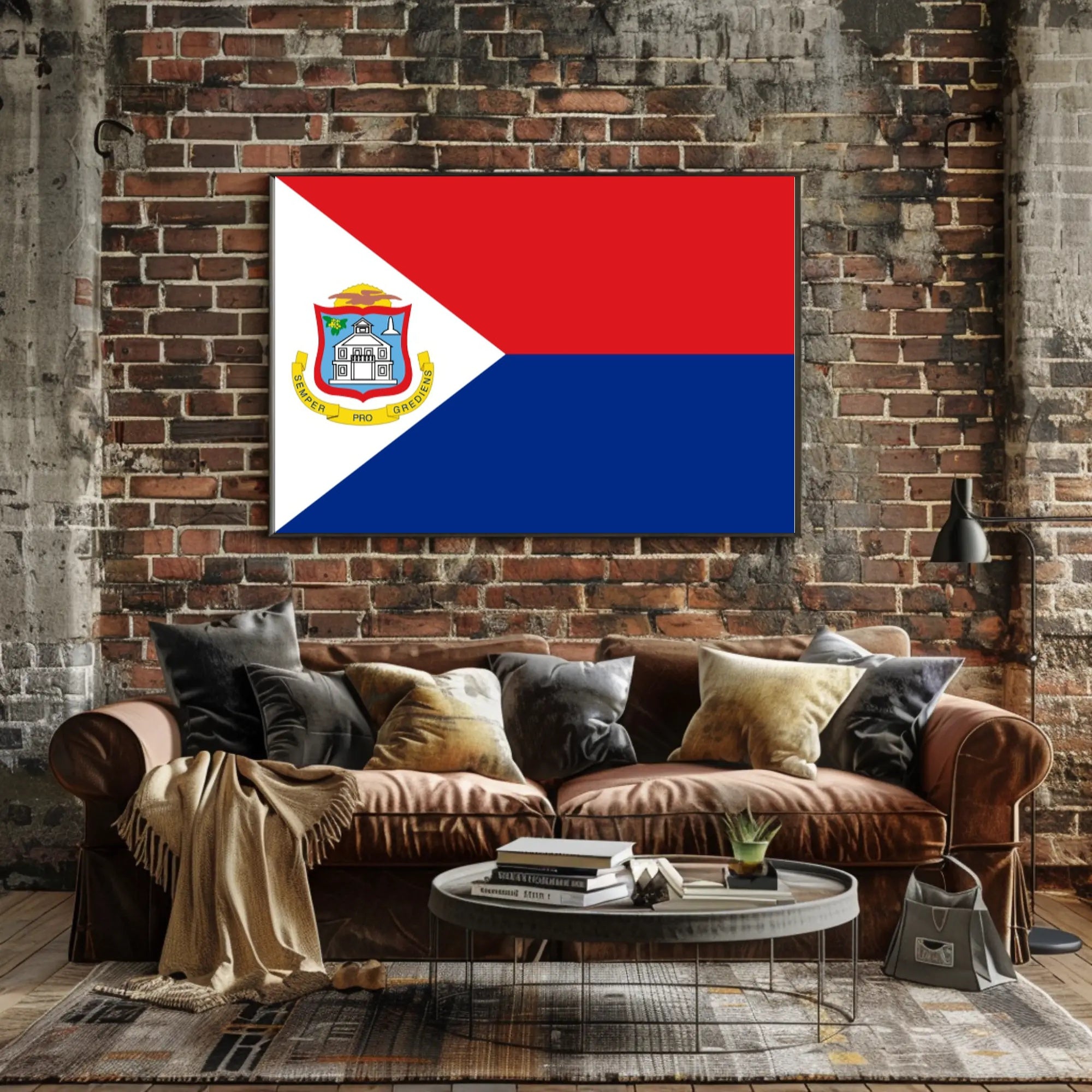 Sint Maarten National Flag Poster for Patriotic Display PosterGoat