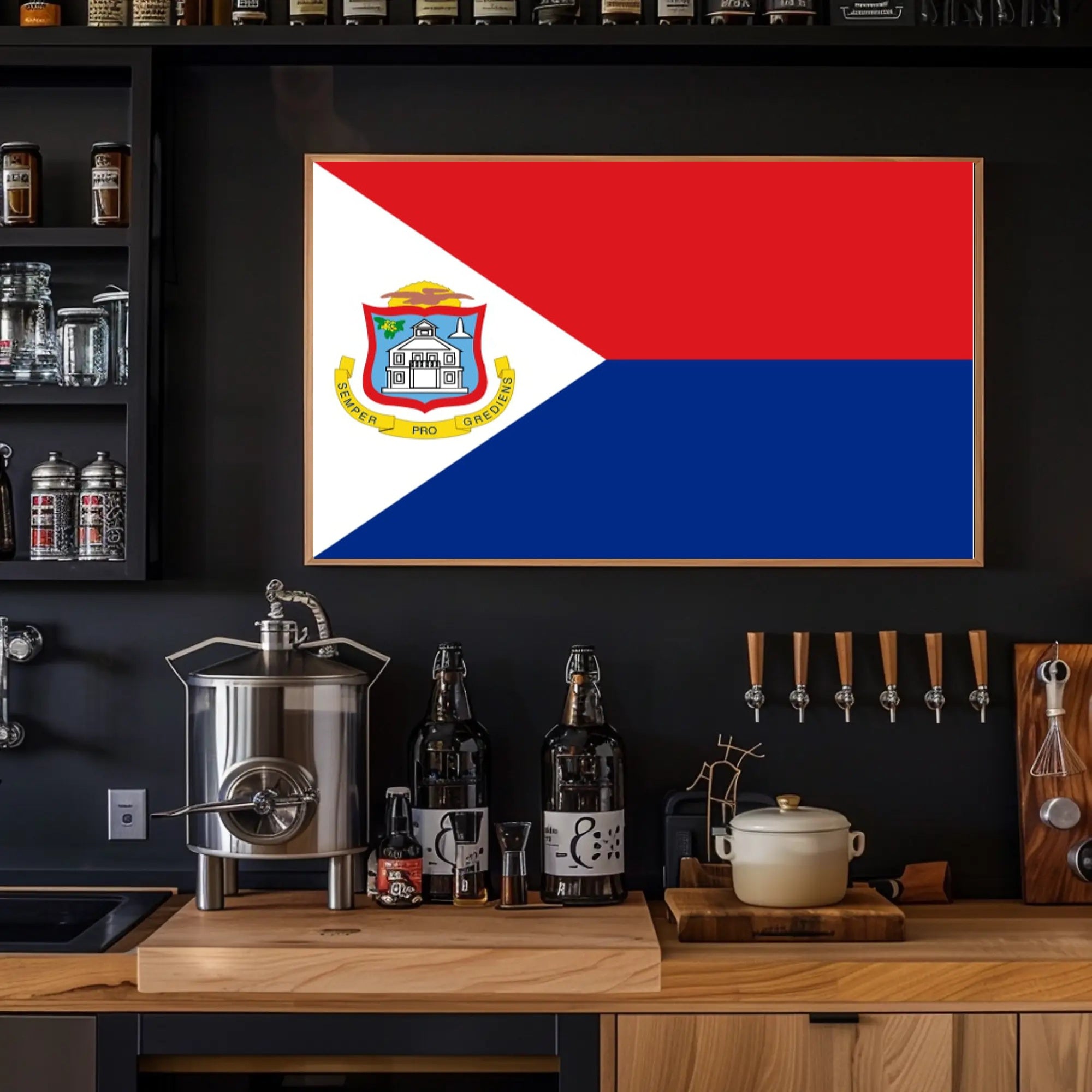 Sint Maarten National Flag Poster for Patriotic Display PosterGoat