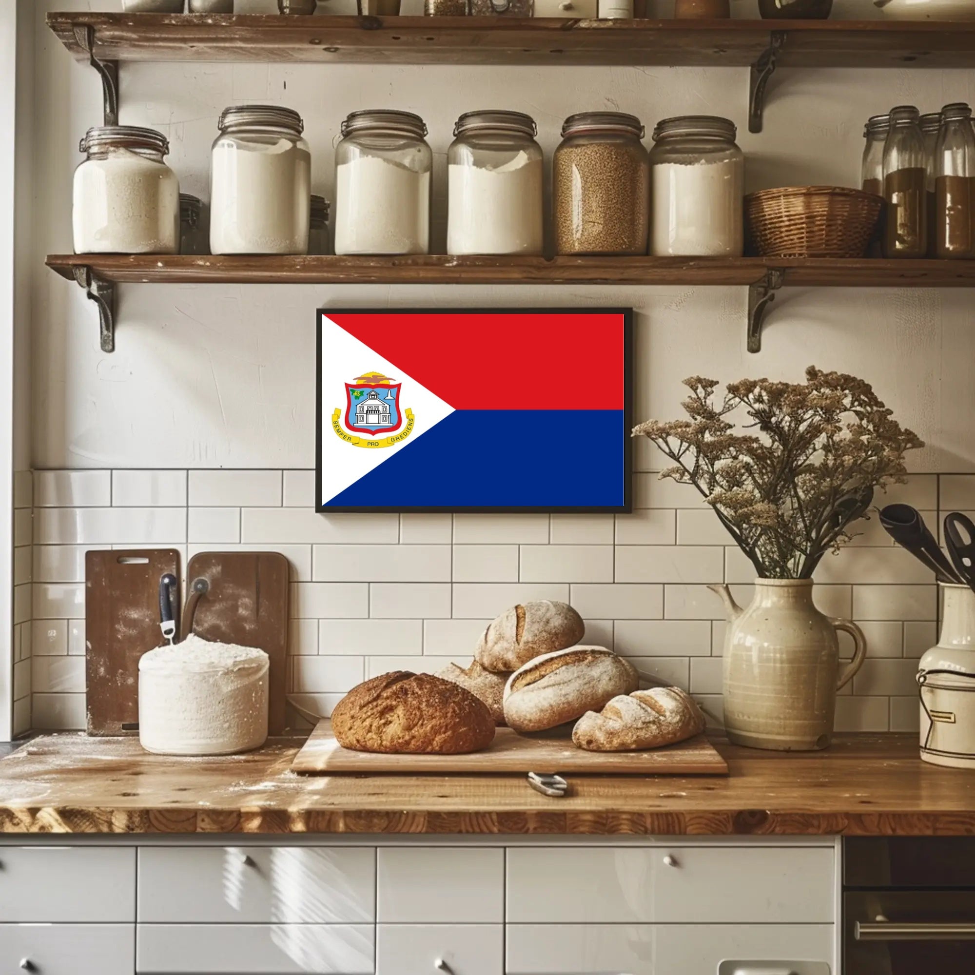 Sint Maarten National Flag Poster for Patriotic Display PosterGoat