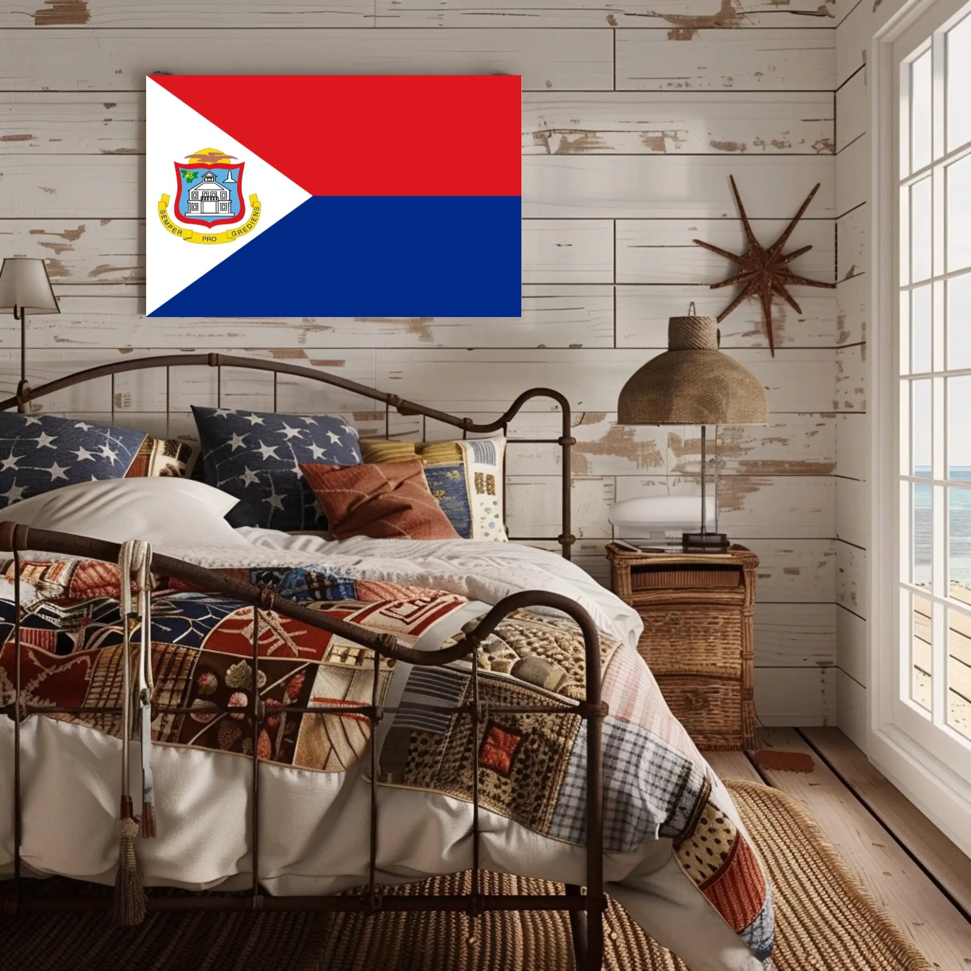 Sint Maarten National Flag Poster for Patriotic Display PosterGoat