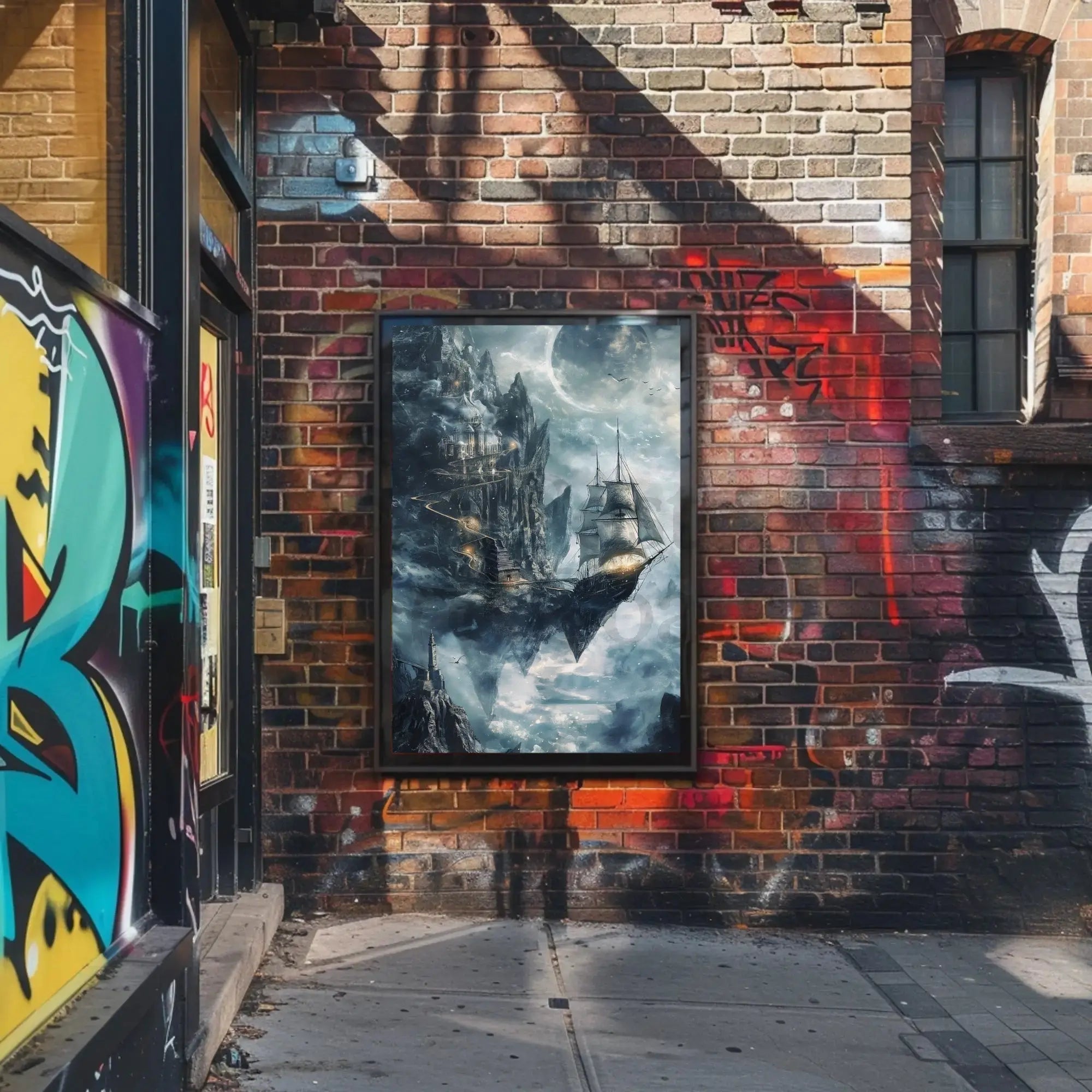 Skyborne Ship Adventure Fantasy Artistic Poster PosterGoat